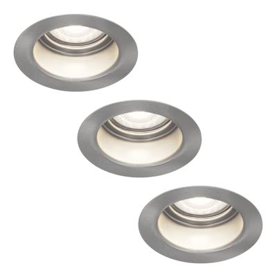 Set van 3 Mari - LED platte inbouwspots met lage inbouwdiepte 58mm - 3,8 Watt 270 Lumen - 6000K Daglicht wit - GU10 LED Module - Verzonken - Dimbaar - Rond - IP65 waterdicht - RVS