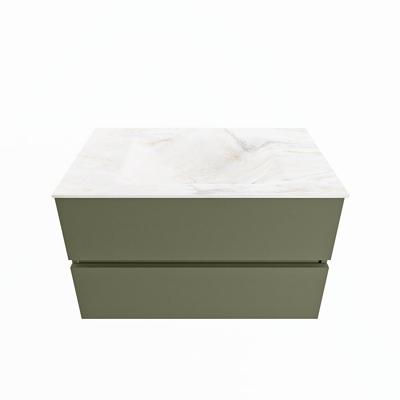 MONDIAZ VICA-DLUX 80cm badmeubel onderkast Army 2 lades. Inbouw wastafel CLOUD midden zonder kraangat, kleur Ostra. MONDIAZ VICA-DLUX 80cm badmeubel onderkast Army 2 lades. Inbouw wastafel CLOUD midden zonder kraangat, kleur Ostra.
