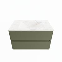 MONDIAZ VICA-DLUX 80cm badmeubel onderkast Army 2 lades. Inbouw wastafel CLOUD midden zonder kraangat, kleur Ostra. - thumbnail