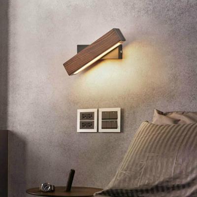 Eenvoudige Rotatable bed slaapkamer muur lamp warm nachtlampje grootte: 21cm (walnoot)