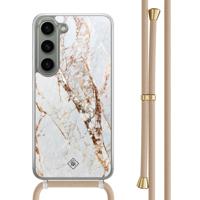 Samsung Galaxy S23 hoesje met beige koord - Marmer goud - thumbnail