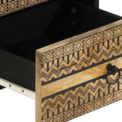 Nachtkastjes 2 st 40x33,5x46 cm massief ruw mangohout zwart