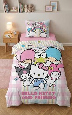 Hello Kitty Dekbedovertrek 140x200 cm - 70x90 cm - roze -Polyester