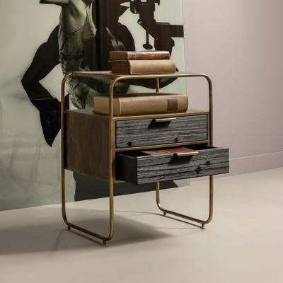 WOOOD Nachtkastje/Ladekast 'Polite' Met 2 lades, kleur Antique Brass