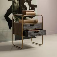 WOOOD Nachtkastje/Ladekast 'Polite' Met 2 lades, kleur Antique Brass - thumbnail