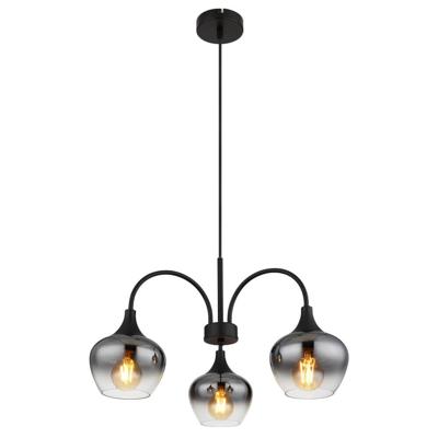 Globo 3-lichts hanglampMaxy zwart met smoke glas - 15548-3H1