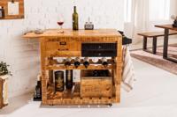 Industriële barkast BODEGA 86 cm mangohouten serveerwagen met wijnrek en ophanging - 42305 - thumbnail