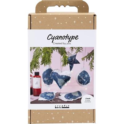 Creativ Company Hobbyset cyanotypie, kerstdecoraties met cyanotypie, blauw, zilver, 1 doos Creativ Company Hobbyset cyanotypie, kerstdecoraties met cyanotypie, blauw, zilver, 1 doos