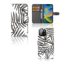 Apple iPhone 14 Hoesje Leaves Grey - thumbnail