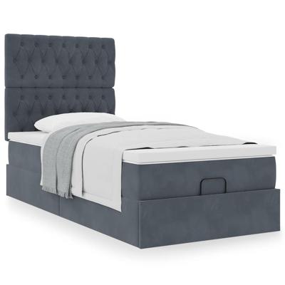 Ottoman bed met matrassen 140x190cm fluweel donkergrijs
