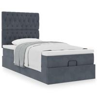Ottoman bed met matrassen 90x190cm fluweel donkergrijs - thumbnail
