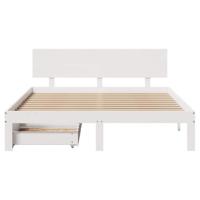 Bedframe met lades massief grenenhout wit 140x190 cm - thumbnail