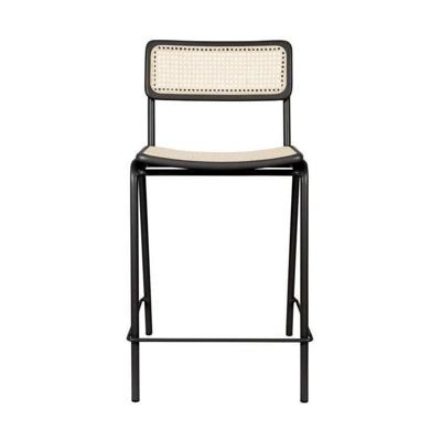 Zuiver Barstoel 'Jort' Rotan, kleur Naturel/Zwart (zithoogte 67cm)