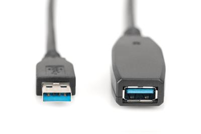 Digitus DA-73107 USB-kabel USB 3.2 Gen1 USB-A stekker, USB-A bus 20.00 m Zwart Afgeschermd, Afgeschermd (dubbel)