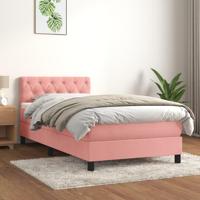 Boxspring met matras fluweel roze 80x200 cm - thumbnail