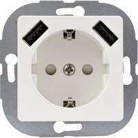REV 0240130106 Inbouwstopcontact Kinderbeveiliging, Met USB IP20 Wit - thumbnail