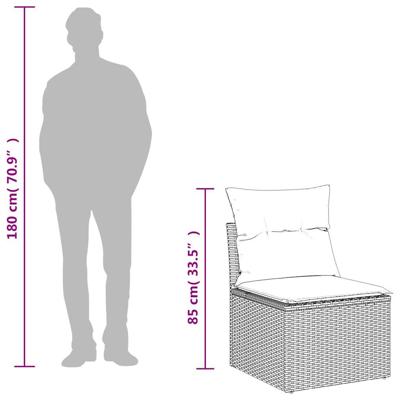 4-delige Loungeset met kussens poly rattan bruin - thumbnail