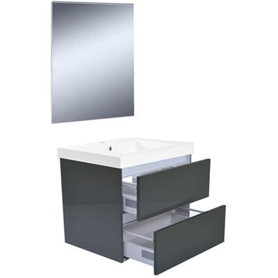 Wiesbaden Vision Meubelset Inclusief Spiegel - 60cm - Hoogglans Grijs