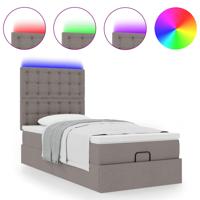 Ottoman bed met matras en LED's 120x200cm stof taupe - thumbnail