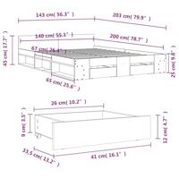 Bedframe met lades bewerkt hout sonoma eikenkleurig 140x200 cm - thumbnail