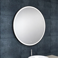 Maro spiegel rond met LED, dimbaar en spiegelverwarming 100 cm mat zwart - thumbnail
