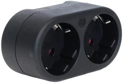 Enzo Randaarde stekkeradapter 2-voudig horizontaal zwart - 6175912