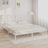 Bedframe massief hout wit 200x200 cm - thumbnail