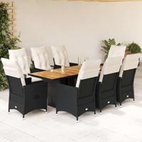 9-delige Tuinset poly rattan zwart - thumbnail