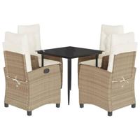 5-delige Tuinset met kussens poly rattan beige - thumbnail