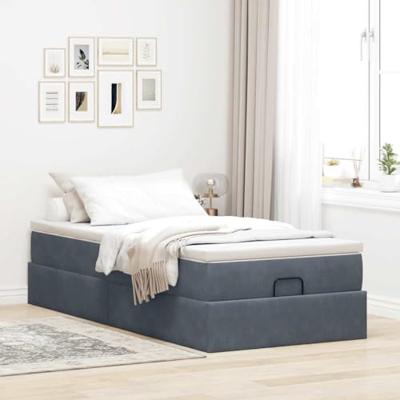 Ottoman bed met matras 100x200 cm fluweel donkergrijs