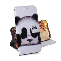 Panda patroon gekleurde tekening horizontale Flip lederen case voor Galaxy A50 met houder & card slots & portemonnee - thumbnail