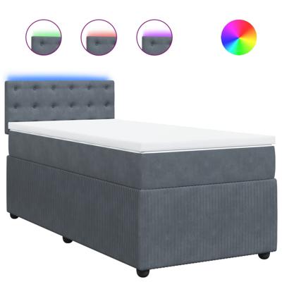 Boxspring met matras fluweel donkergrijs 120x190 cm - thumbnail
