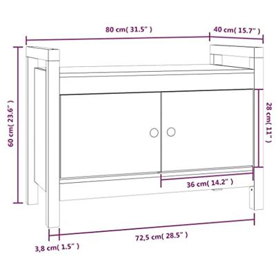 Halbankje 80x40x60 cm massief grenenhout - thumbnail