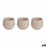 Pottenset Taupe Plastic 16,5 x 16,5 x 14,5 cm (4 Stuks) - thumbnail