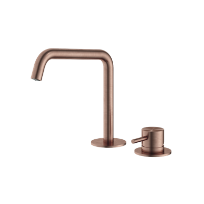 Wastafelmengkraan Hotbath Archie 2 Gats Zonder Waste Geborsteld Koper PVD