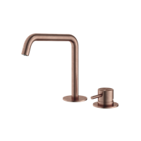 Wastafelmengkraan Hotbath Archie 2 Gats Zonder Waste Geborsteld Koper PVD - thumbnail