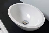 Ben Samantha ovale waskom 50x35x16cm mineraalmarmer glanzend wit - thumbnail