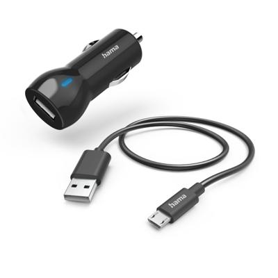 Hama Auto-oplader Met Oplaadkabel Micro-USB 12 W 1,0 M Zwart