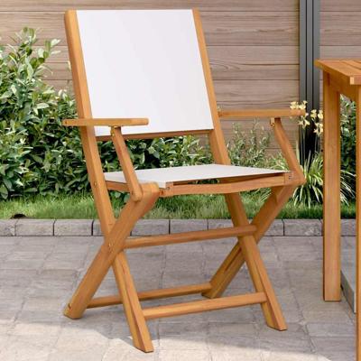 Tuinstoelen 2 st inklapbaar acaciahout en stof crèmewit