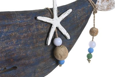 Decoratieve figuren DKD Home Decor Blauw Hars Mangohout (37 x 11 x 39 cm)