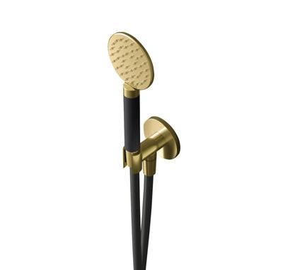 Handdouche Hotbath Cobber Met Doucheslang En Wanduitlaat Geborsteld Messing PVD