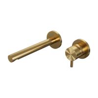 Gold Edition inbouw wastafelmengkraan met rechte uitloop en rozetten - model B1 - goud geborsteld PVD - thumbnail