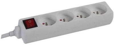 Perel contactdoos met 4 stopcontacten en schakelaar, voor België