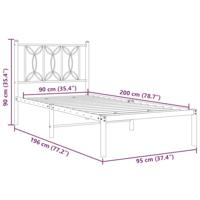 Bedframe met hoofdbord metaal wit 90x200 cm - thumbnail