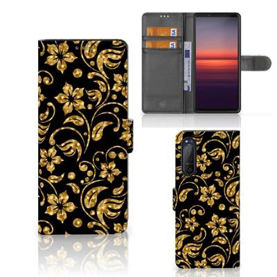 Sony Xperia 5II Hoesje Gouden Bloemen Sony Xperia 5II Hoesje Gouden Bloemen