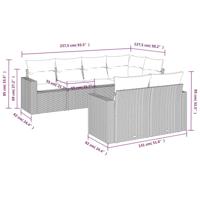 7-delige Loungeset met kussens poly rattan beige - thumbnail