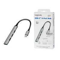 LogiLink UA0392 USB-C (USB 3.2 Gen 2) multiport hub Met USB-C stekker Aluminium-grijs - thumbnail
