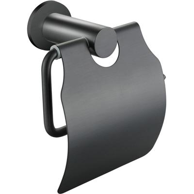 Toiletrolhouder met Klep - Leoni Rimbo - Rond - PVD - Gunmetal Grijs