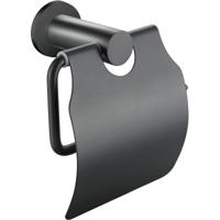 Toiletrolhouder met Klep - Leoni Rimbo - Rond - PVD - Gunmetal Grijs - thumbnail