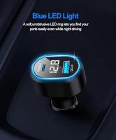 Caliber Autolader - Sigarettenaansteker Splitter - 1x USB & 1x USB-C - 83 Watt - Snellader - LED met spanningsmeter (PS26) - thumbnail